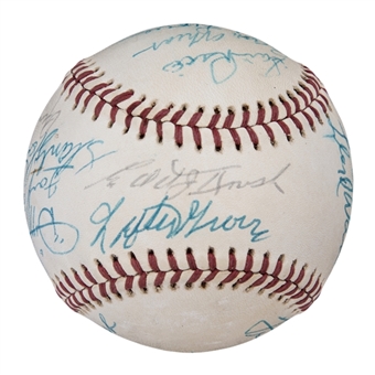 Baseball Hall of Famers Multi Signed ONL Feeney Baseball with 18 Signatures (PSA/DNA)
